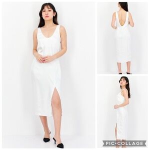 4th & Reckless Satin Midi low back white bridal event party dress Women’s size 2